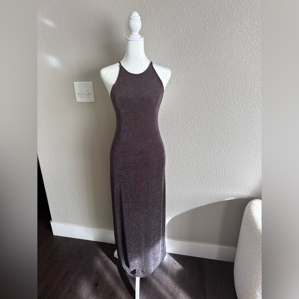 Maggy London Sparkling Chocolate Brown Maxi Dress